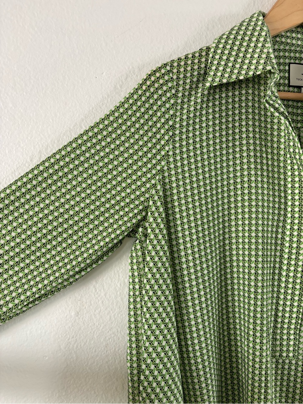 Tuckernuck Geometric Gingham Print Asymmetrical Free Flow Shirt Dress Medium - Picture 5 of 14